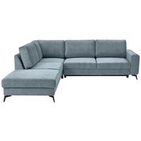 Ecksofa mit Schlaffunktion Adesso Hellblau Chenille - Schwarz/Hellblau, KONVENTIONELL, Textil (257/275cm) - MID.YOU