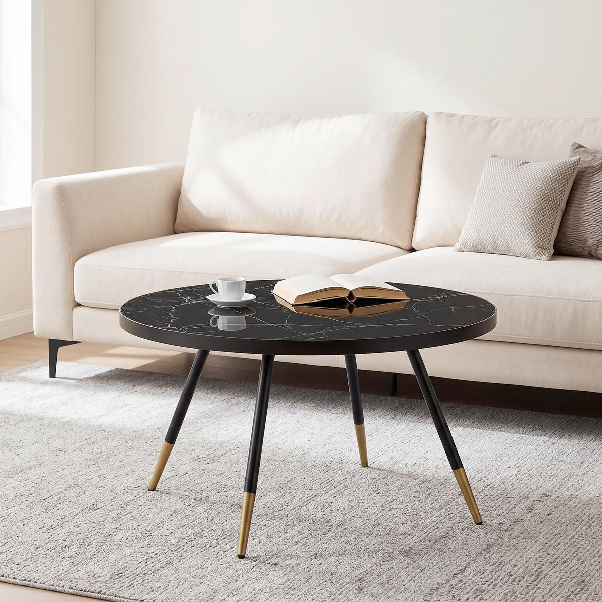 Konferenční stolek černá/zlatá P:80cm - měděné barvy/černá, Moderní, kov/sklo (80/80/45cm) - Mömax