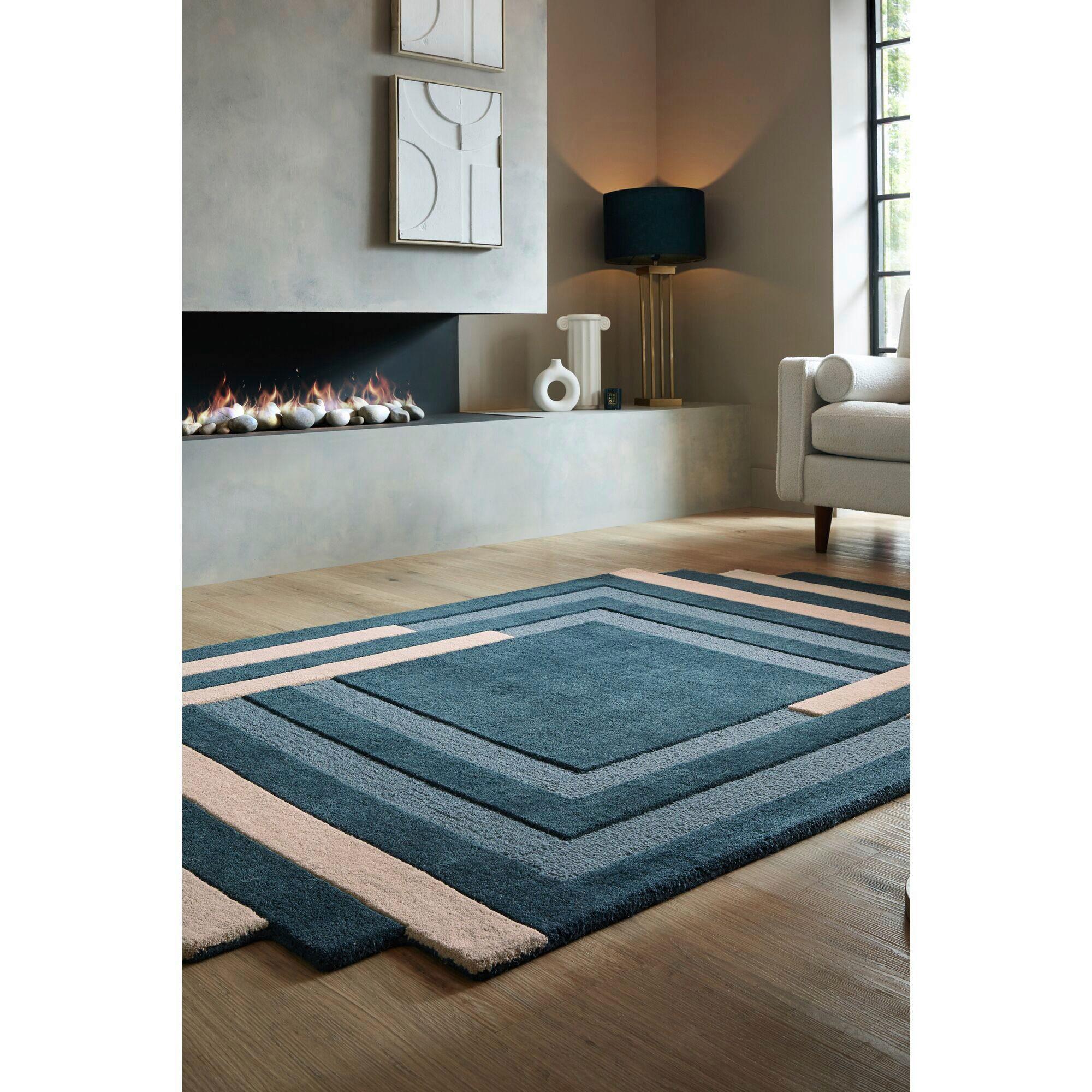 Wollteppich Labyrinth - Blau, Trend, Textil (120/180cm)