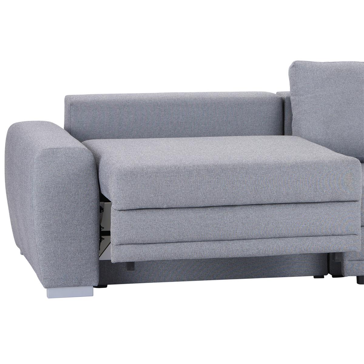 Big Sofa Concord Schlaffunktion B: 252 cm Grau - Chromfarben/Grau, Design, Textil (252/87/107cm) - Ondega