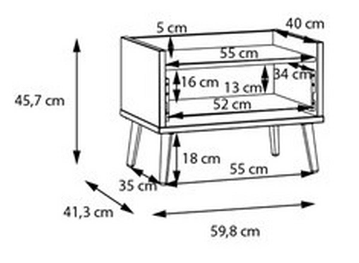 Éjjeliszekrény Whenua 59,8/45,2 - tölgyfa színű/zsályazöld, Modern, faalapú anyag/fém (59,8/45,2/41,5cm) - Mömax