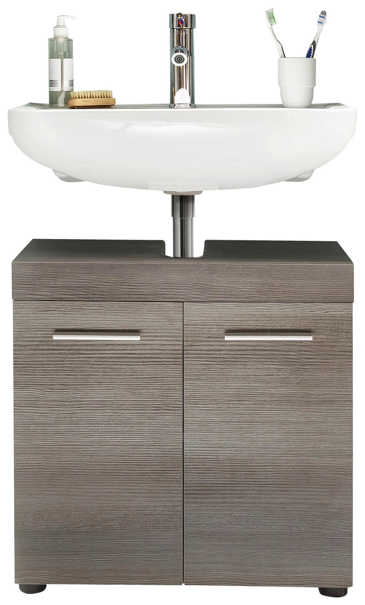 Waschbeckenunterschrank Runner/Moon B: 28cm - Schwarz/Silbereichenfarben, MODERN, Holzwerkstoff (58/57/31cm) - MID.YOU