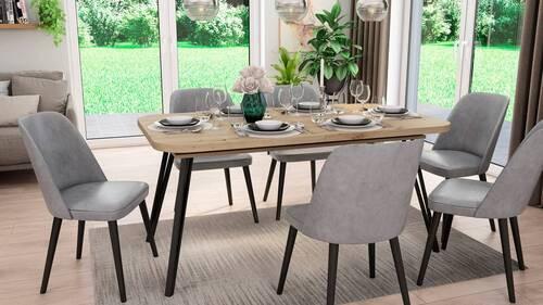 Esstisch Life Eiche Artisan/Schwarz B: 76 cm - Schwarz/Eiche Artisan, LIFESTYLE, Holzwerkstoff/Metall (160/90/76cm) - MID.YOU