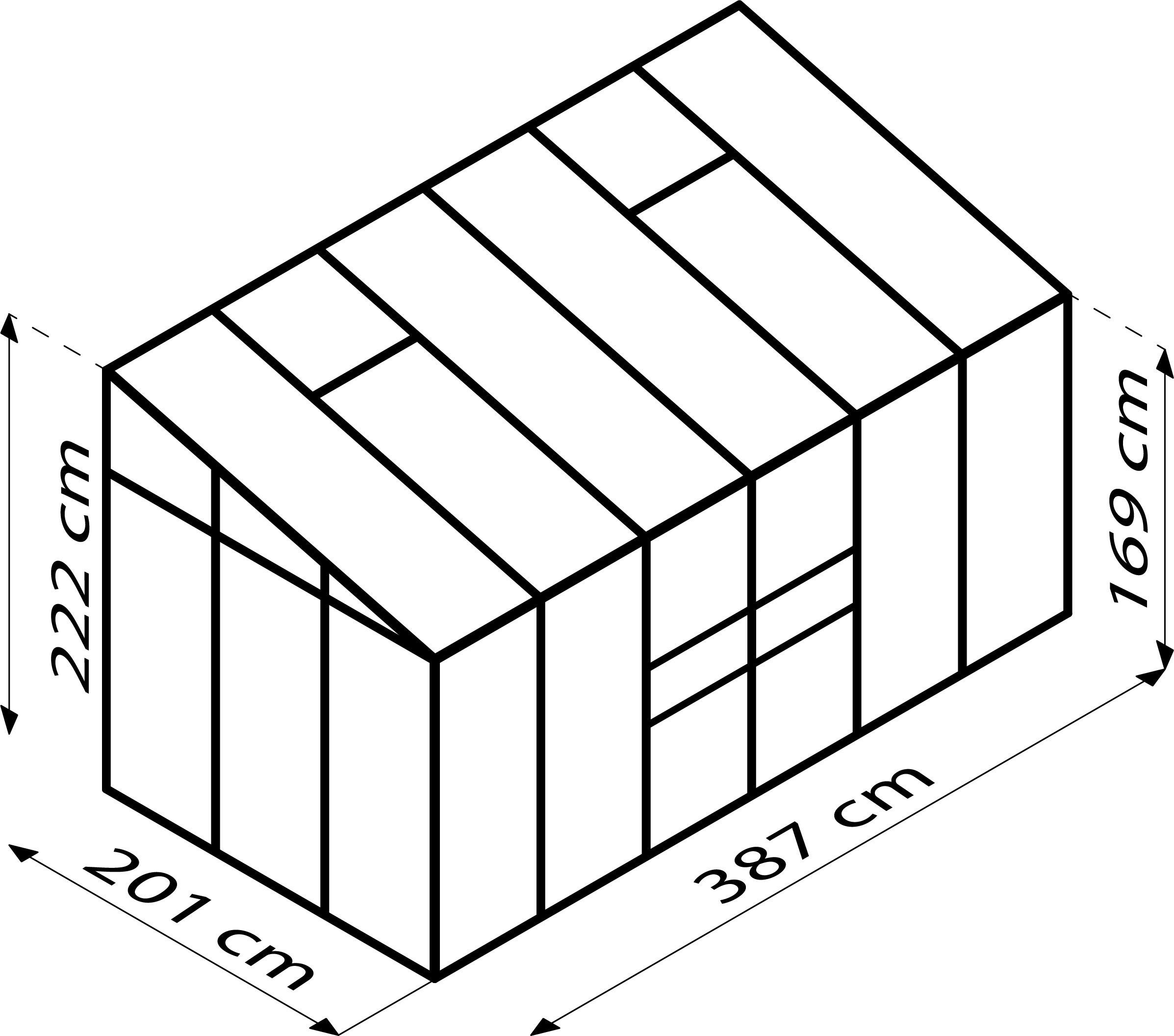 Anlehn-Gewächshausbausatz Ida 7800 Hkp 6mm, Alu - Alufarben, Basics, Kunststoff/Metall (386,5/220,8/201,4cm)