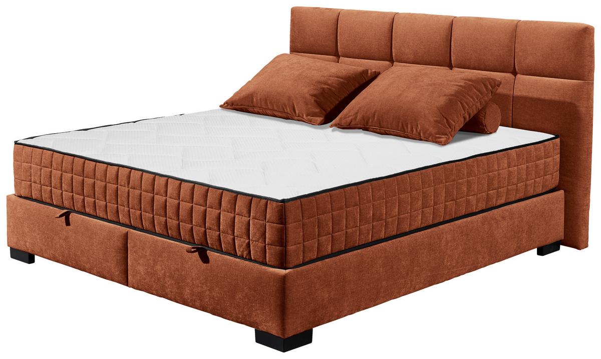 Boxbett Nagol A - Cognac/Schwarz, MODERN, Holzwerkstoff/Textil (160/200cm) - MID.YOU