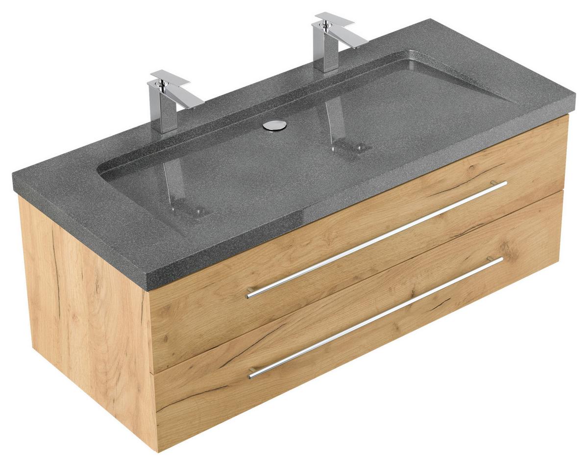 WASCHTISCHKOMBI Yamo, Eichefarben B: 130cm - Eichefarben, Basics, Holzwerkstoff/Stein (130cm) - MID.YOU