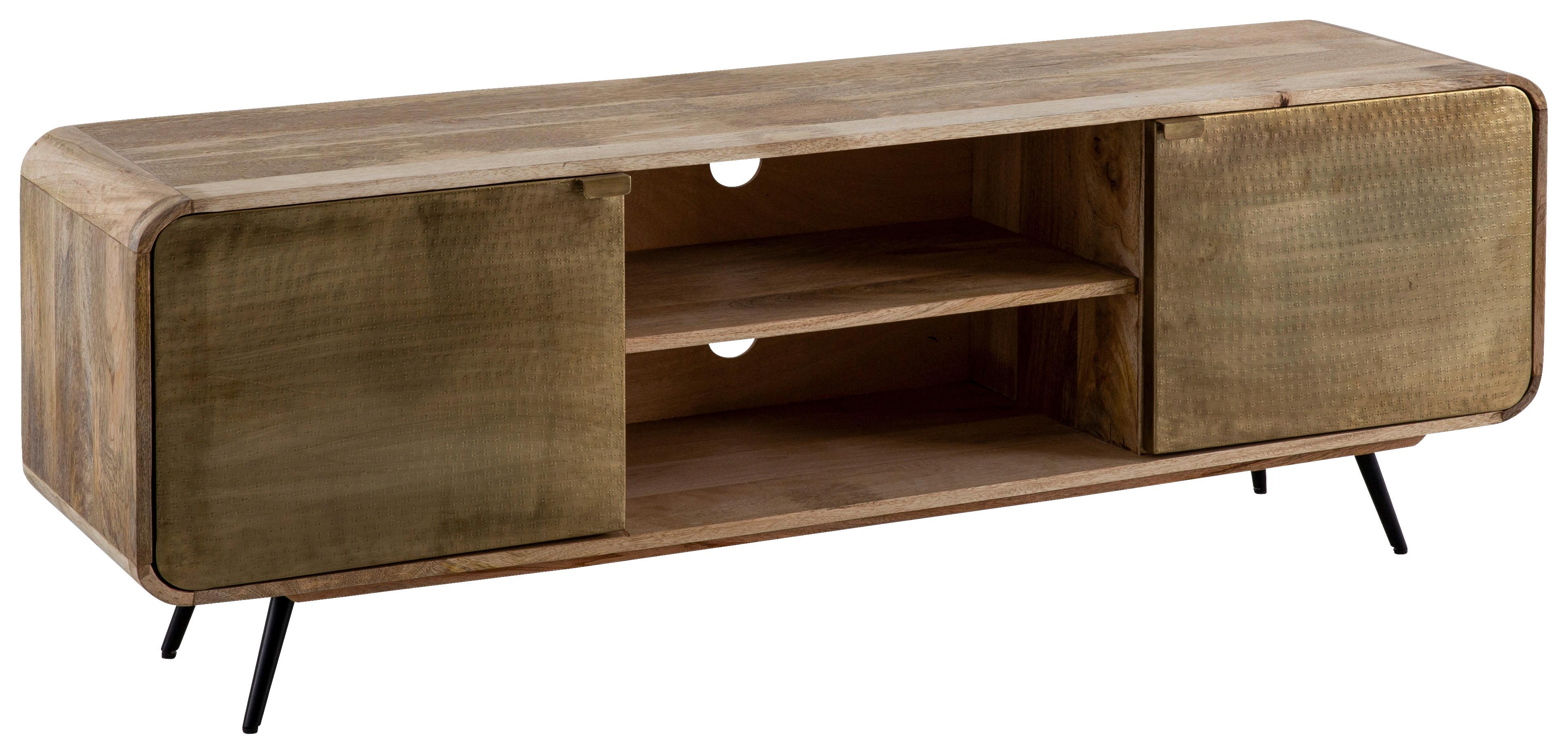 Lowboard Braun B: 160 cm - Goldfarben/Schwarz, Design, Holz/Metall (160/55/41cm) - MID.YOU