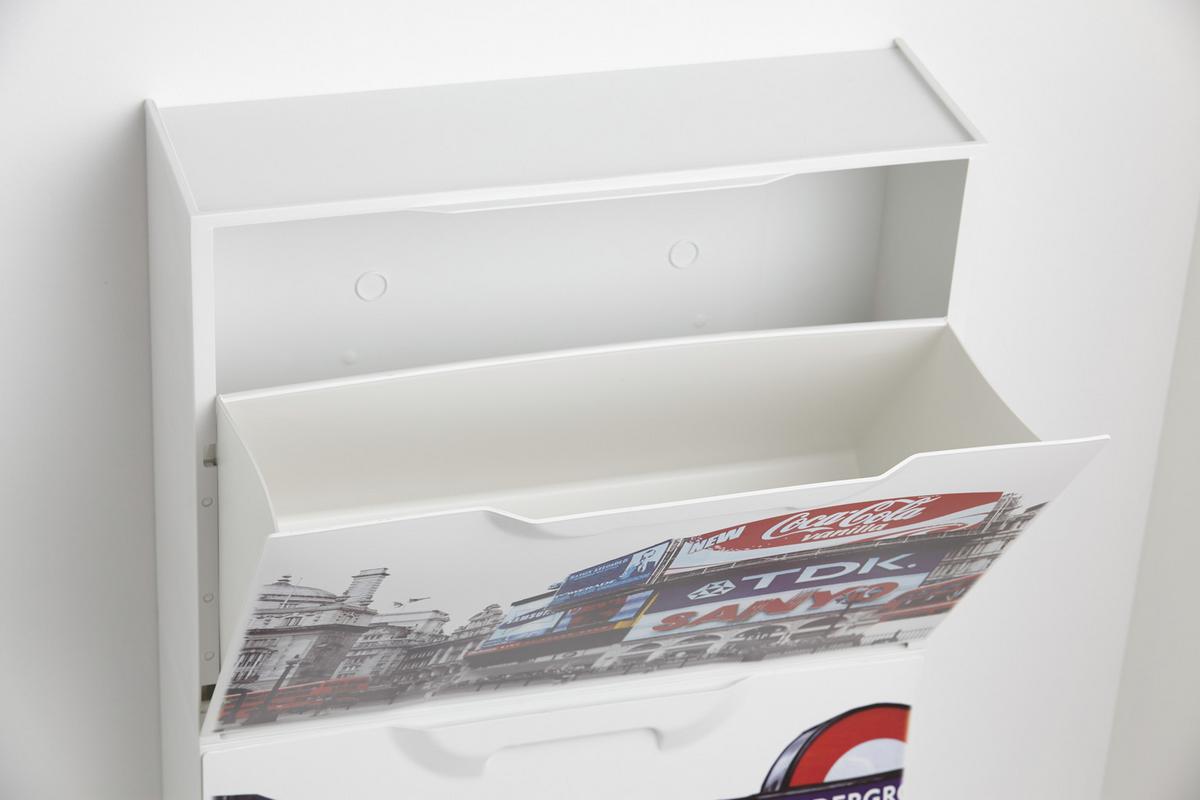 Schuhkipper London 2 1 Klappe Weiß B: 51 Cm - Rot/Schwarz, MODERN, Kunststoff (51/40,1/17,3cm)