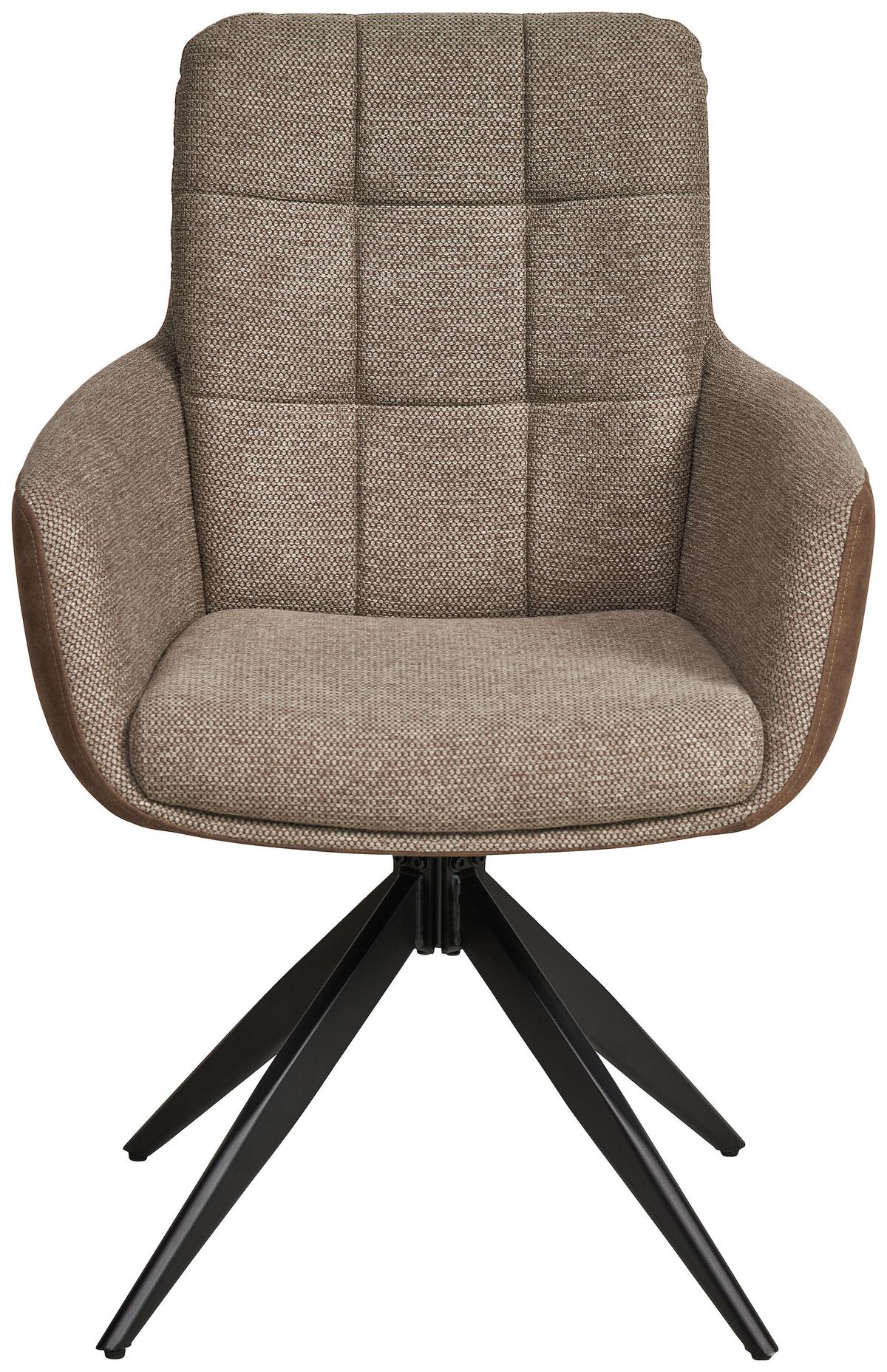 Armlehnstuhl Naim, Braun B: 60 Cm, 180° Drehbar - Schwarz/Braun, KONVENTIONELL, Holz/Textil (60/93/66cm) - MID.YOU