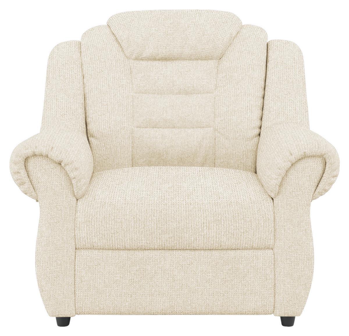 Sitzgarnitur 3-tlg. Boston Creme Chenille - Creme/Schwarz, KONVENTIONELL, Textil - Livetastic