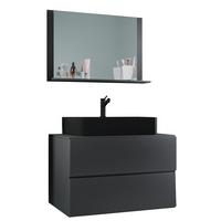 Badezimmer Lendas Bl M - Anthrazit/Schwarz, MODERN, Glas/Keramik (81cm) - MID.YOU