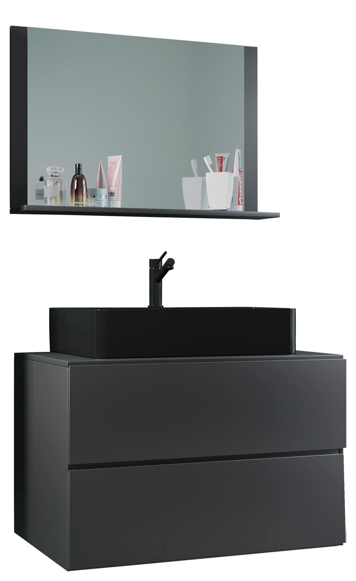 Badezimmer Lendas Bl M - Anthrazit/Schwarz, MODERN, Glas/Keramik (81cm) - MID.YOU