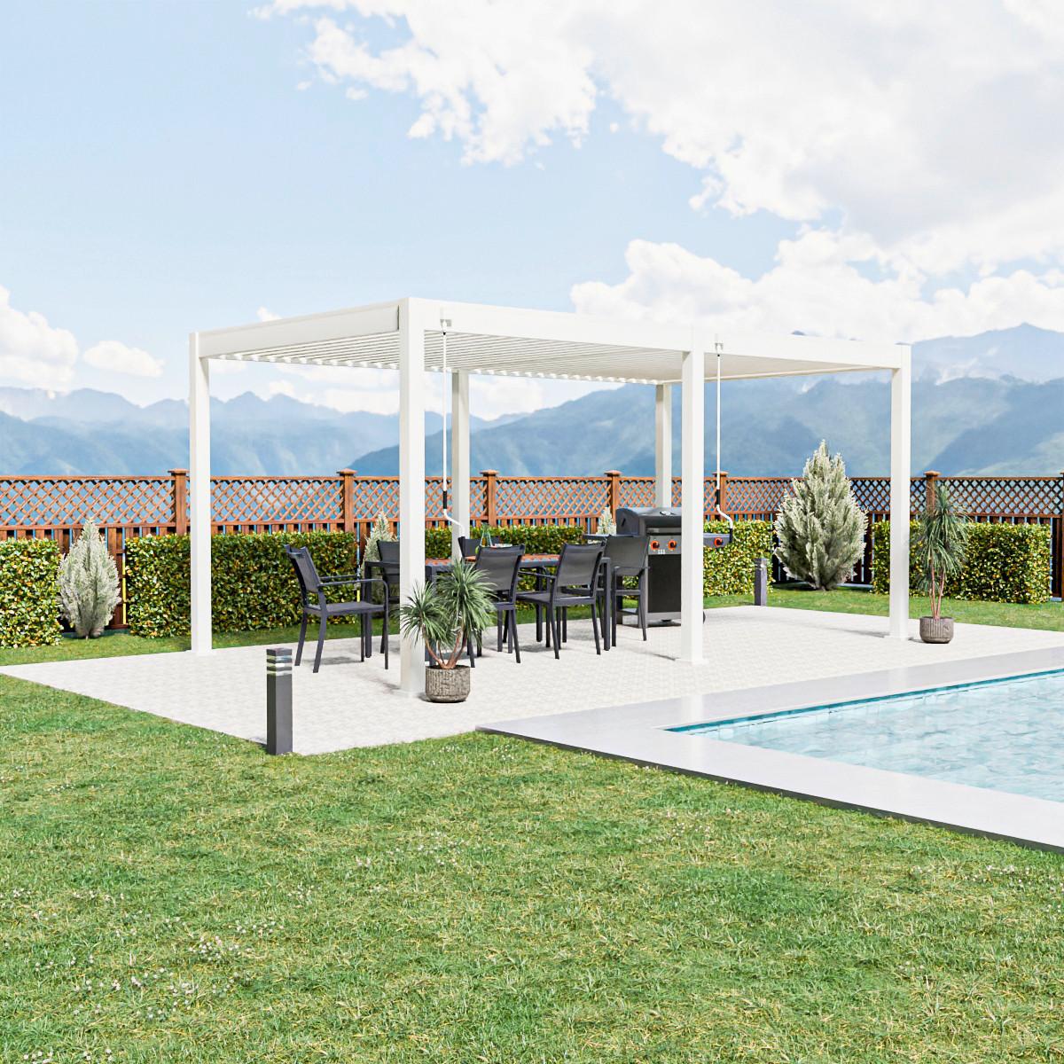 Pergola 300x530 Cm Wetterbeständig, Weiß - Weiß Hochglanz, Basics, Metall (300/255/530cm)