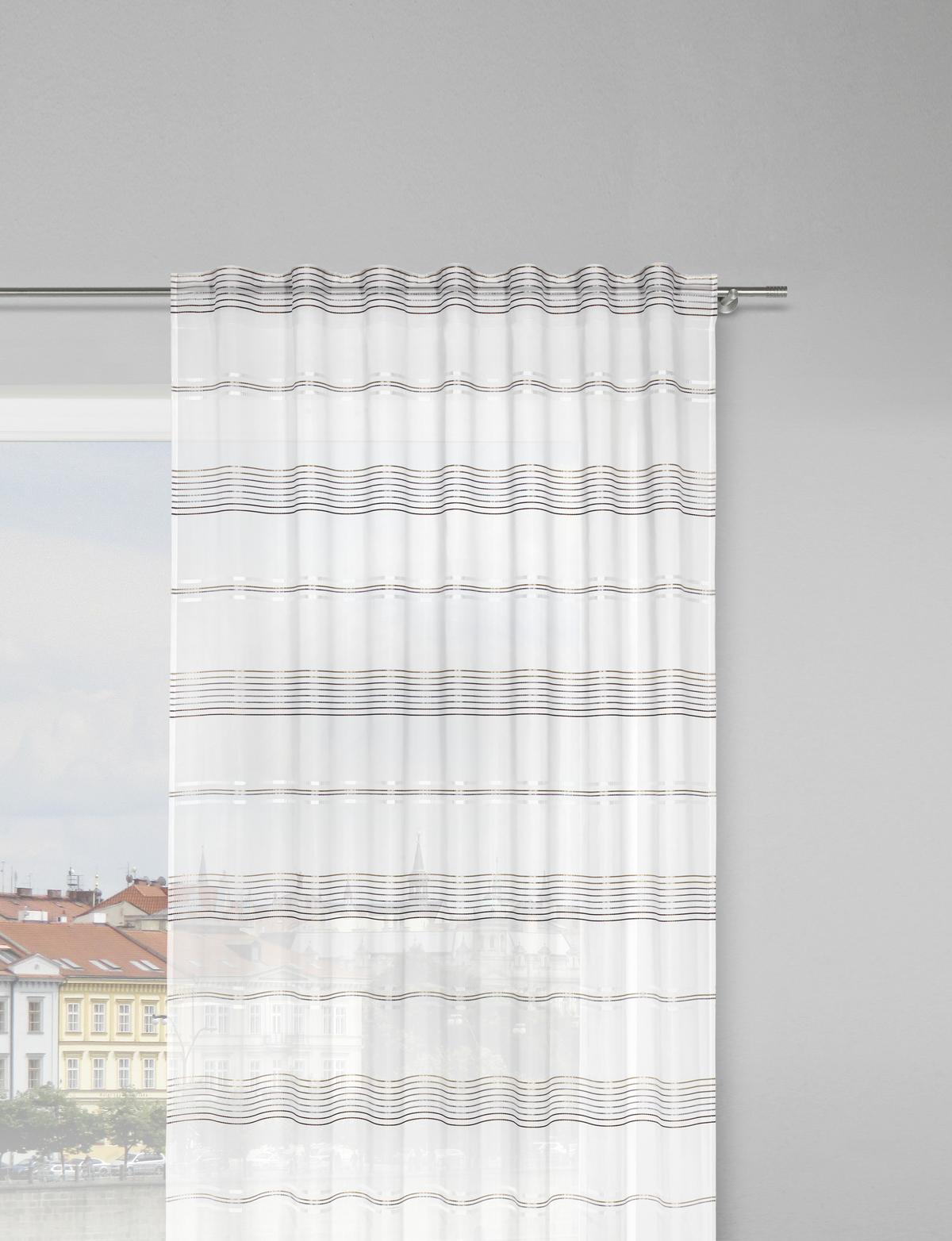 HOTOVÝ ZÁVES Louis, 140/245 cm - hnedá/biela, Konventionell, textil (140/245cm) - Modern Living