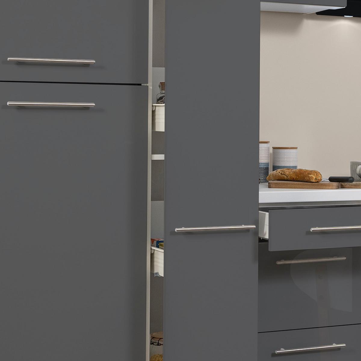 Küchenzeile mit Geräten 310 cm Grau/Weiß - Weiß/Grau, KONVENTIONELL, Holzwerkstoff (310cm) - Respekta