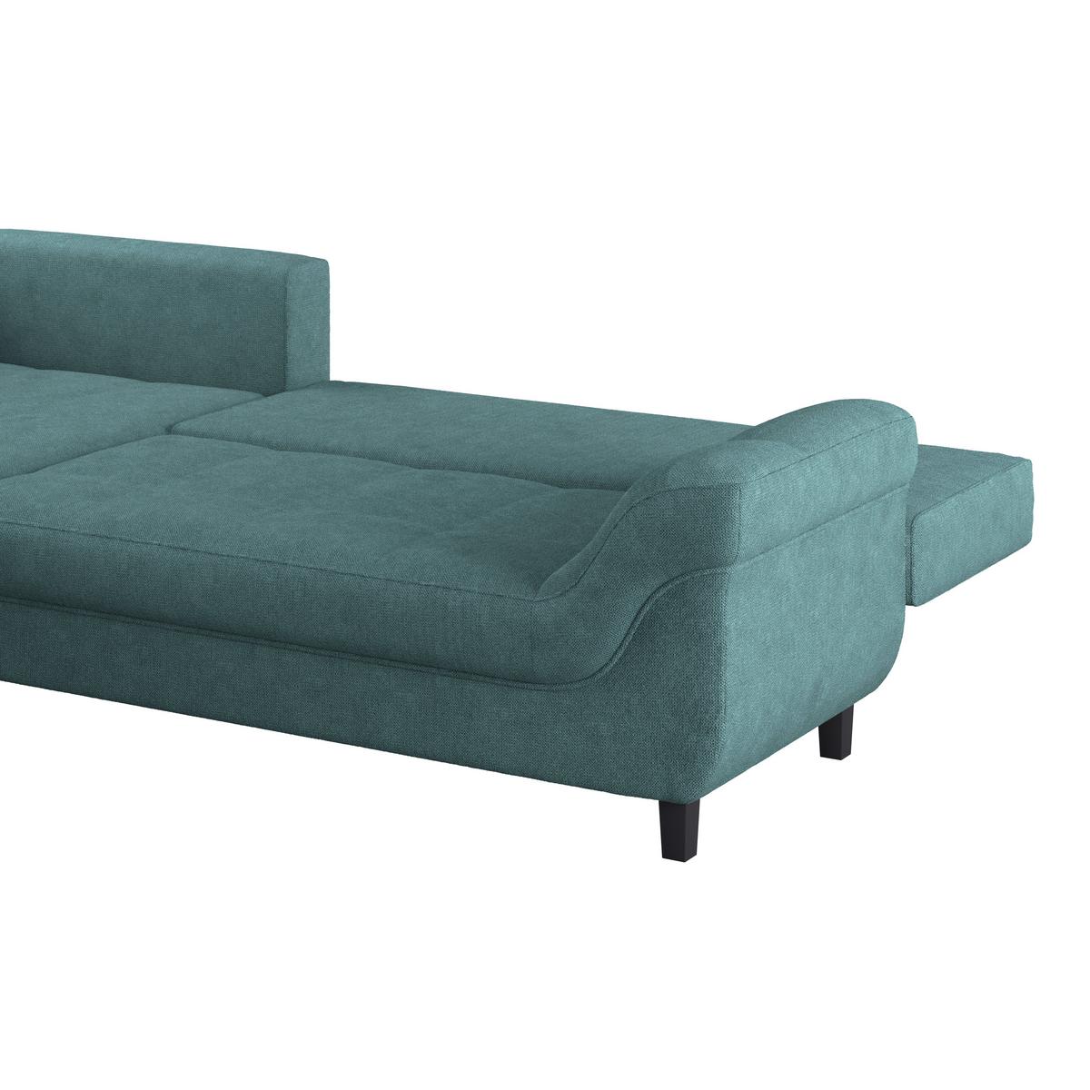 Ecksofa Mendoza - Petrol/Schwarz, Design, Textil (197/309cm) - Ondega