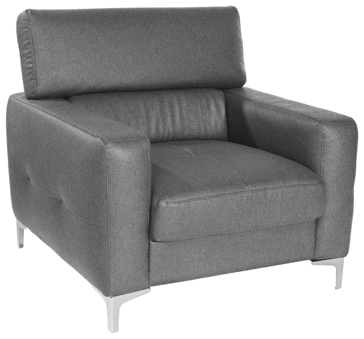 Polstersessel Sammy Grau - Chromfarben/Grau, Design, Textil (99/78-92/106cm) - Livetastic