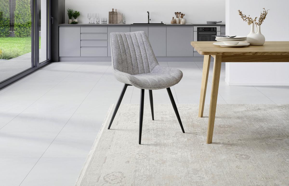 Vierfußstuhl Nikita Leinenoptik Beige, B: 54 Cm - Beige/Schwarz, KONVENTIONELL, Holz/Textil (54/88/61,5cm) - MID.YOU