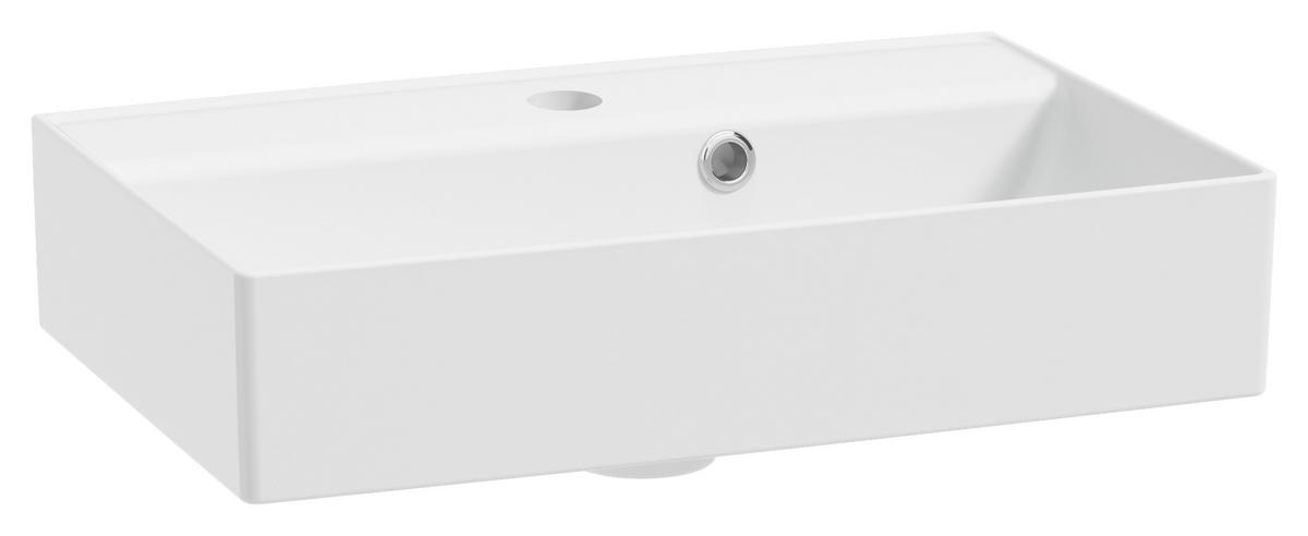 Gästebad Milo Weiß Hochglanz B: 50cm - Weiß Hochglanz/Weiß, Basics, Glas/Keramik (50cm) - MID.YOU