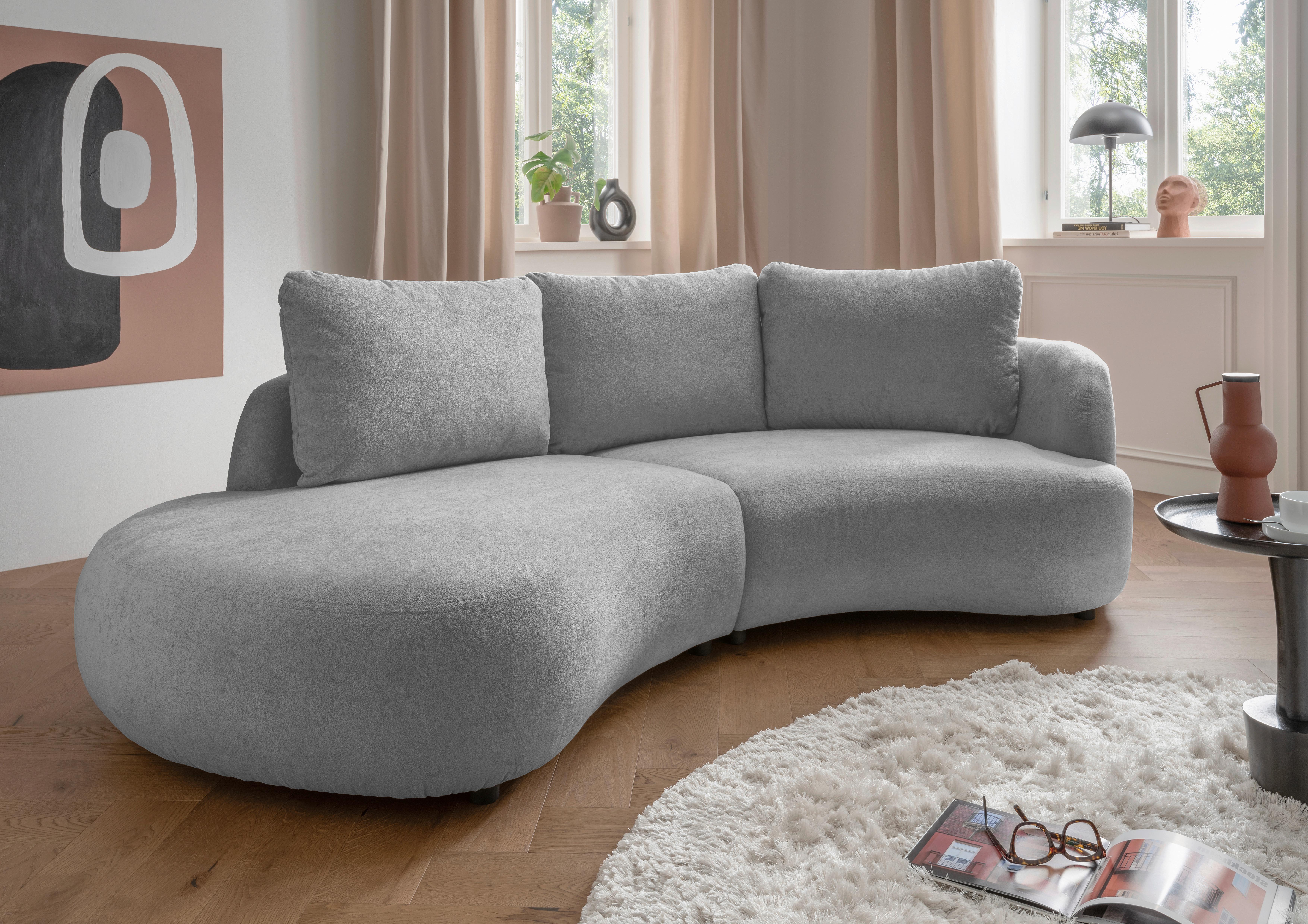 Ecksofa Silberfarben S: 250x139 cm - Silberfarben/Schwarz, MODERN, Textil (250/139cm) - Livetastic