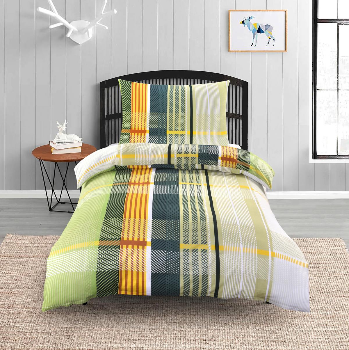 Ágyneműhuzat-garnitúra Ramona - sötétsárga/sötétzöld, Modern, textil - Luca Bessoni