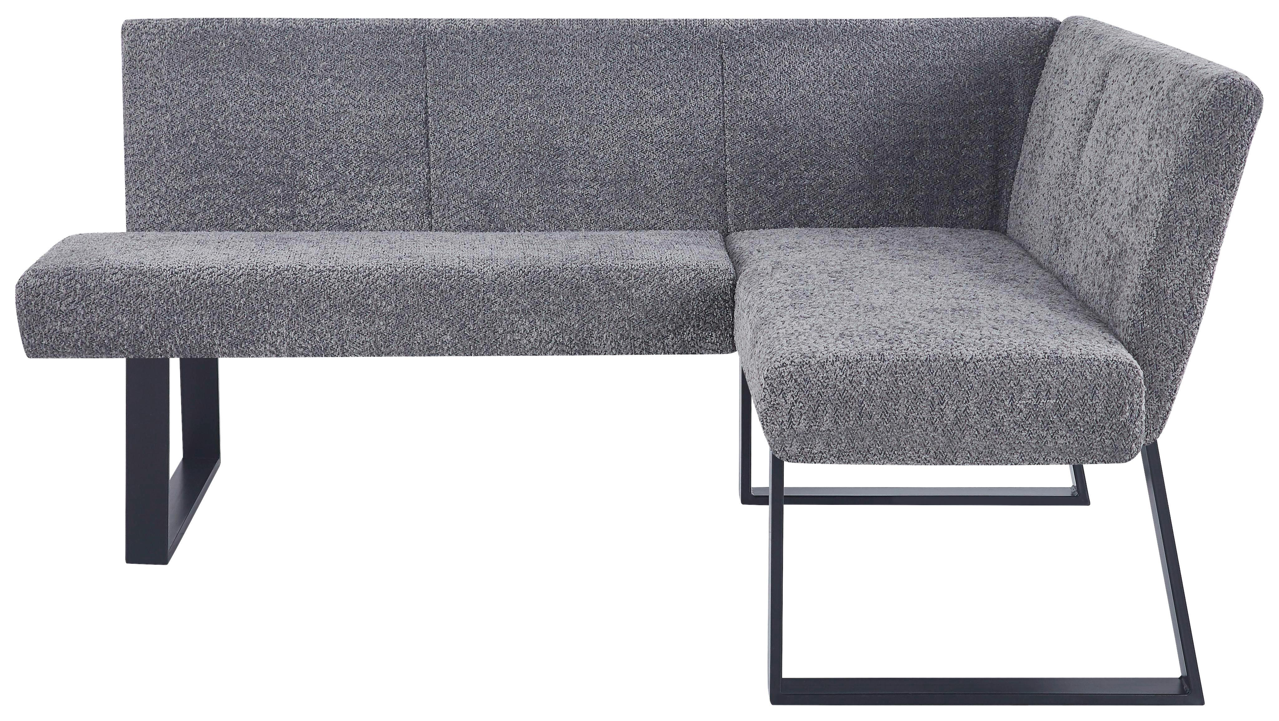 Eckbank Terri Leinenoptik Grau, S: 160x130cm - Schwarz/Grau, KONVENTIONELL, Textil/Metall (160/130cm) - MID.YOU