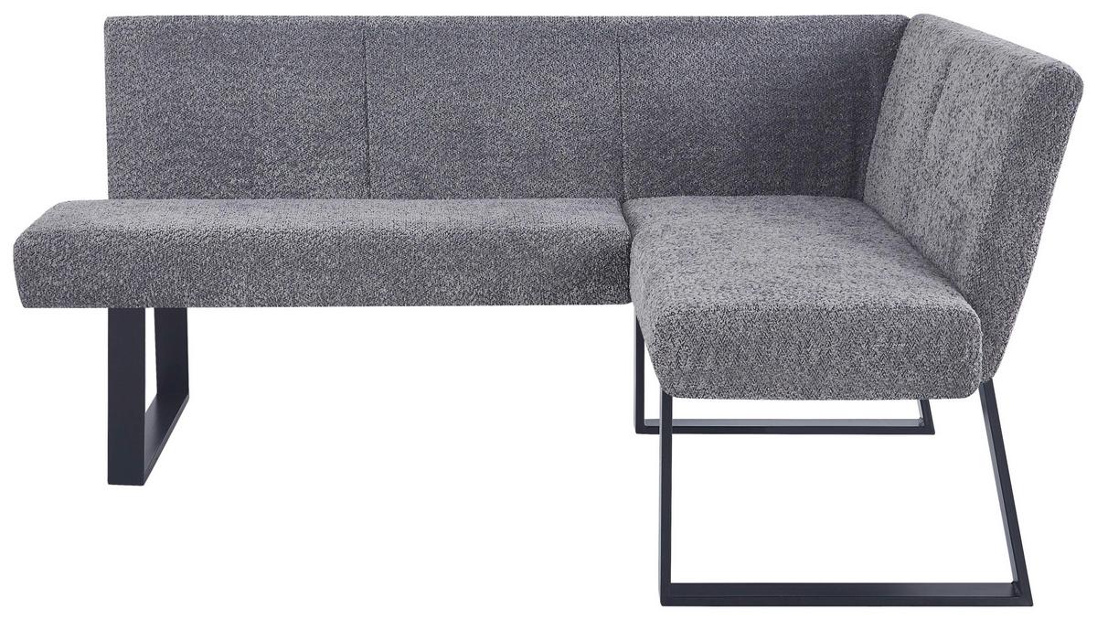 Eckbank Terri Leinenoptik Grau, S: 160x130cm - Schwarz/Grau, KONVENTIONELL, Textil/Metall (160/130cm) - MID.YOU