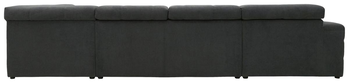 Wohnlandschaft Brandon Kopfteilverstellung Dunkelgrau - Dunkelgrau/Schwarz, Design, Textil (175/359/228cm) - MID.YOU