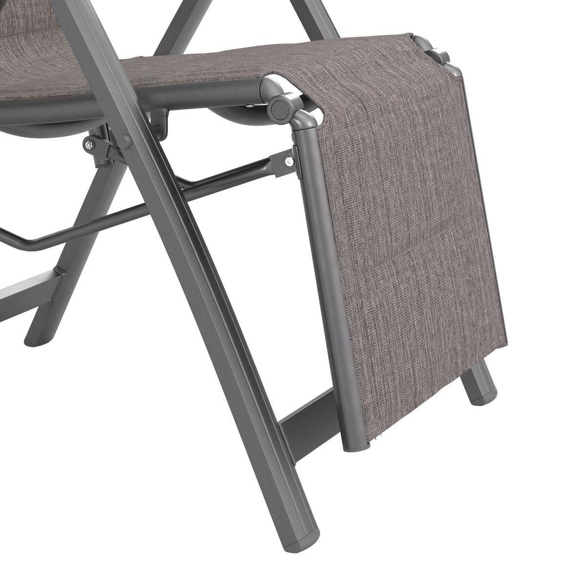 Gartensessel Klappbar Verena Aluminium, Textil - Dunkelgrau, MODERN, Textil/Metall (57/113/68cm) - Beldano
