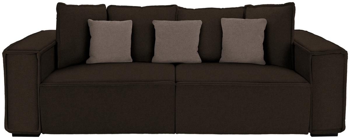 Bigsofa Mit Kissen Surf, Webstoff - Taupe/Dunkelbraun, MODERN, Holz/Textil (244/62/117cm) - Luca Bessoni