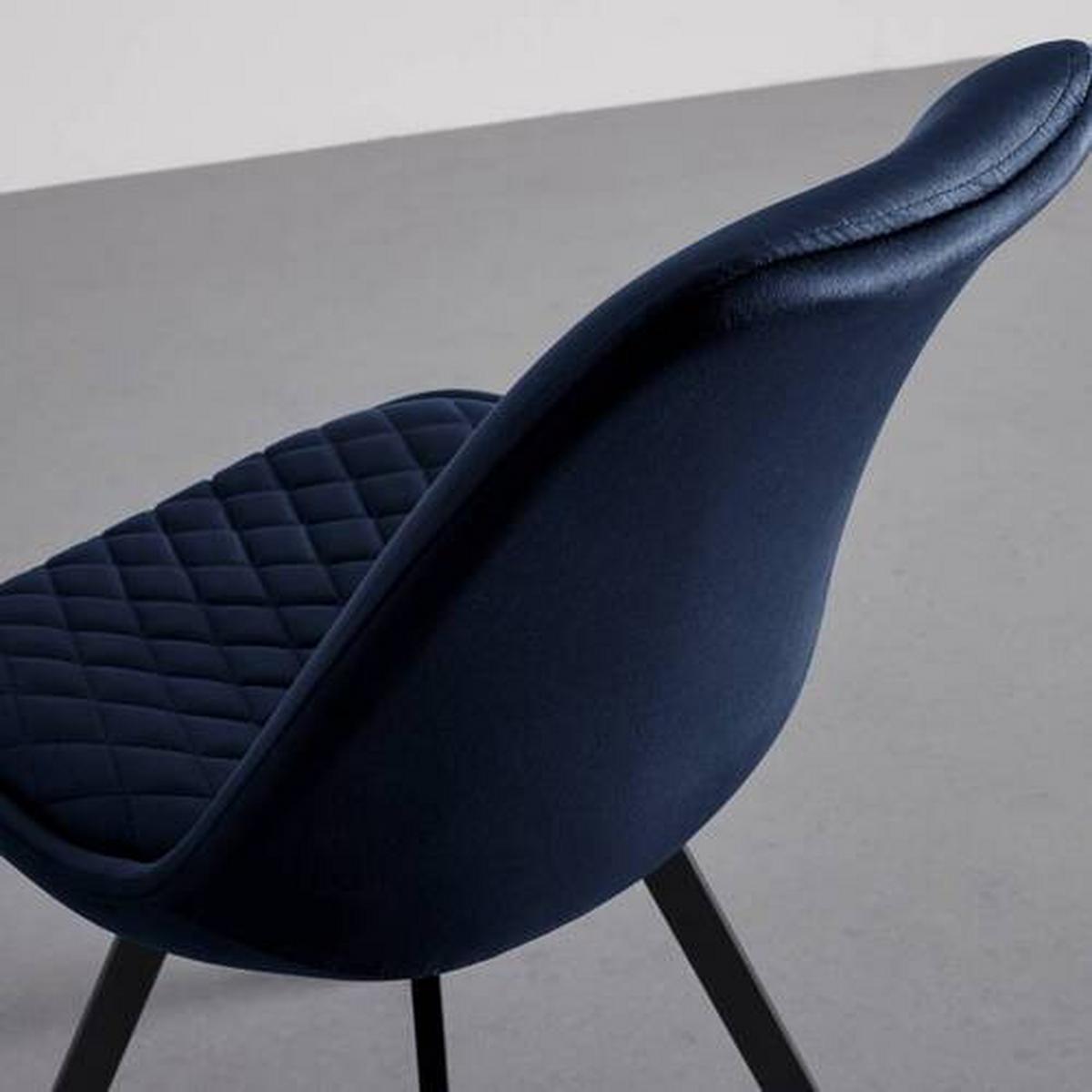 Židle Isabella samet - tmavě modrá - černá/tmavě modrá, Moderní, kov/textil (49/83/53cm) - Livetastic