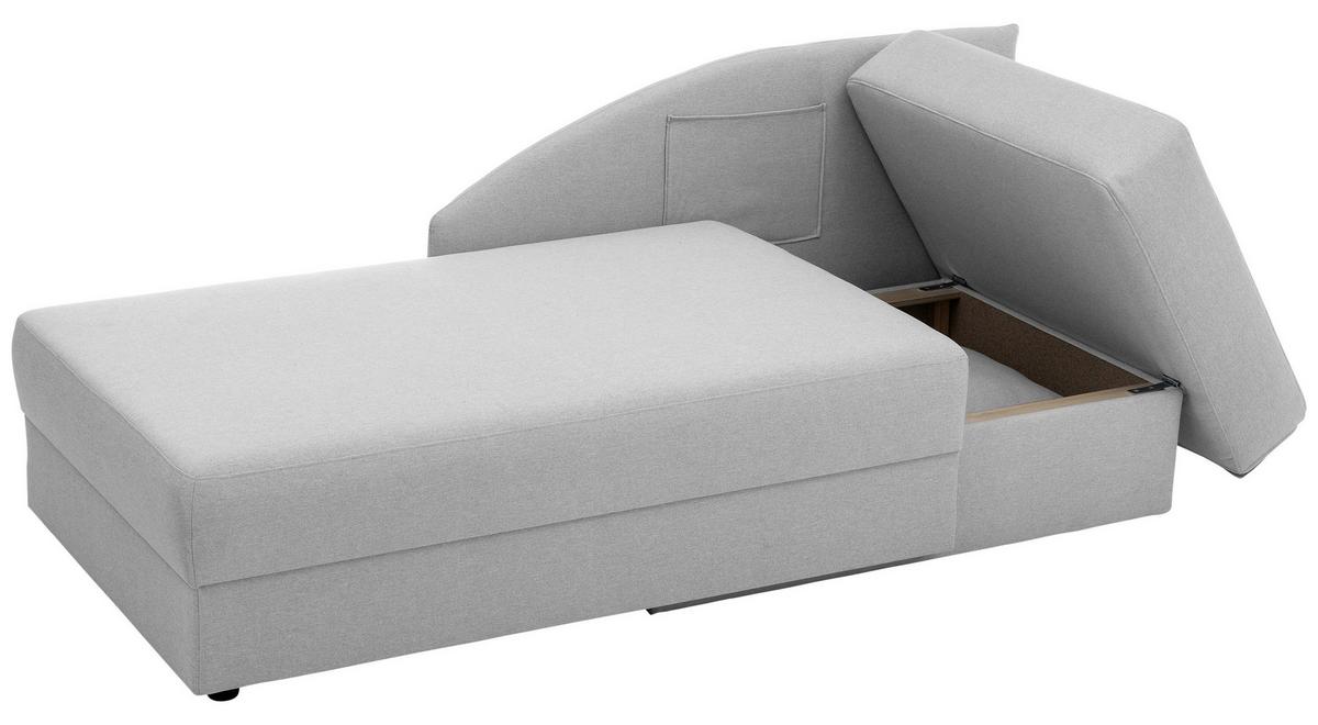 Recamiere Tobi L: 154cm Links Hellgrau mit Bettkasten - Hellgrau, Design, Textil (154/86/93cm) - Max Winzer