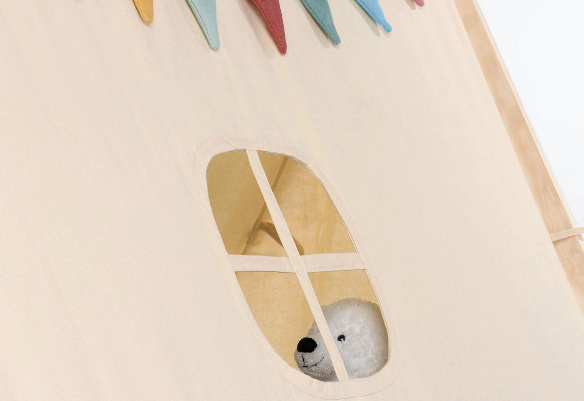 Spielzelt Zelt Yuma - Naturfarben/Hellblau, Basics, Holz/Textil (101/106/131cm)