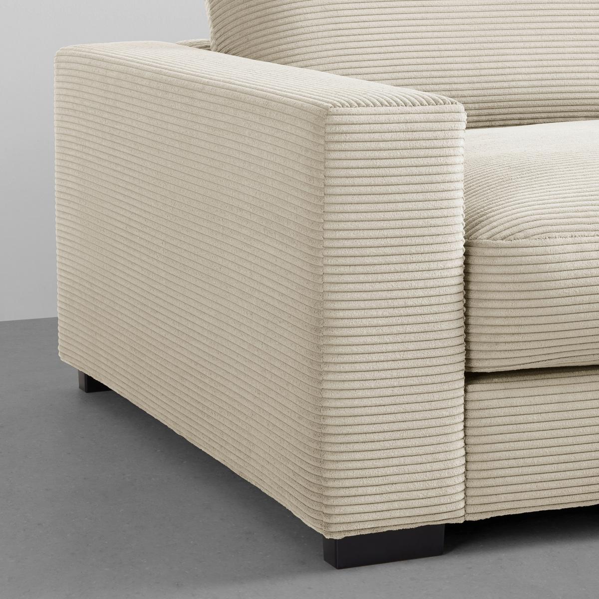 Rohová sedačka PEDRO, pravá, krémový manšestr - krémová, Moderní, textil (265/180cm) - Mömax