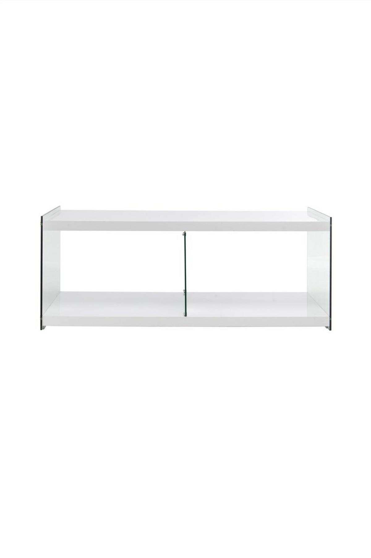Beistelltisch Elementary Weiß L: 120 Cm - Weiß, Design, Glas/Holz (120/45/60cm) - Kayoom