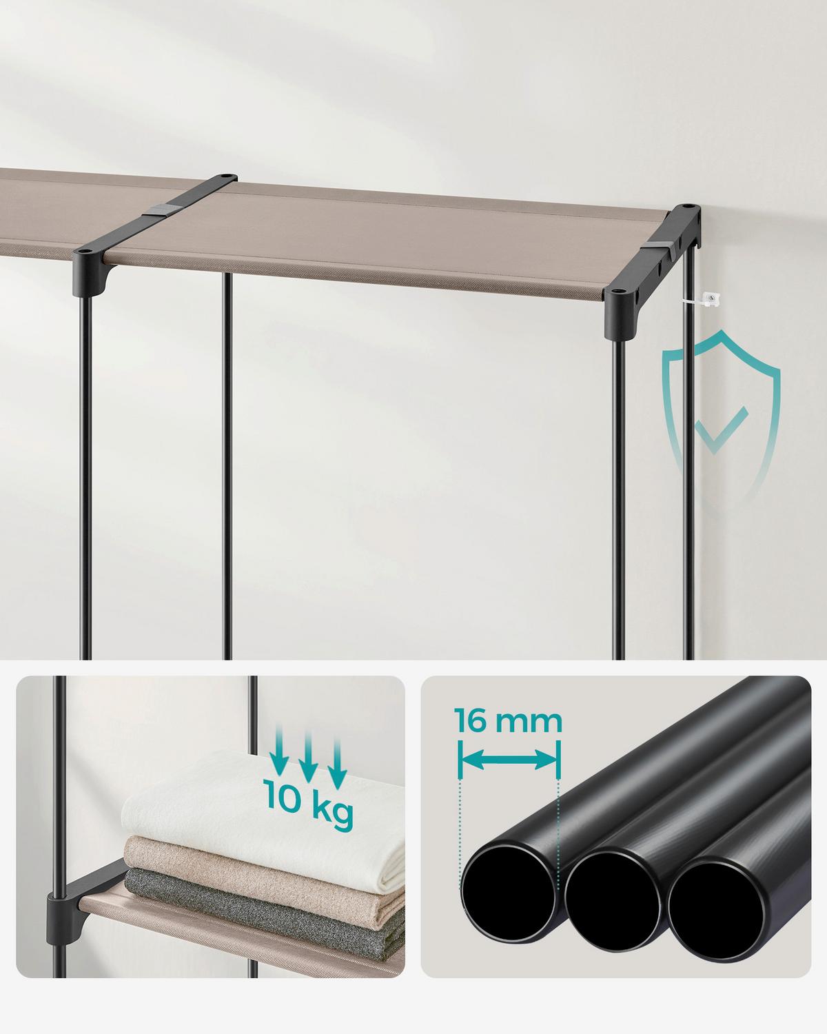 Stoffschrank Schwarz, Taupe B: 138cm - Taupe/Schwarz, Basics, Textil/Metall (138/182/43cm)