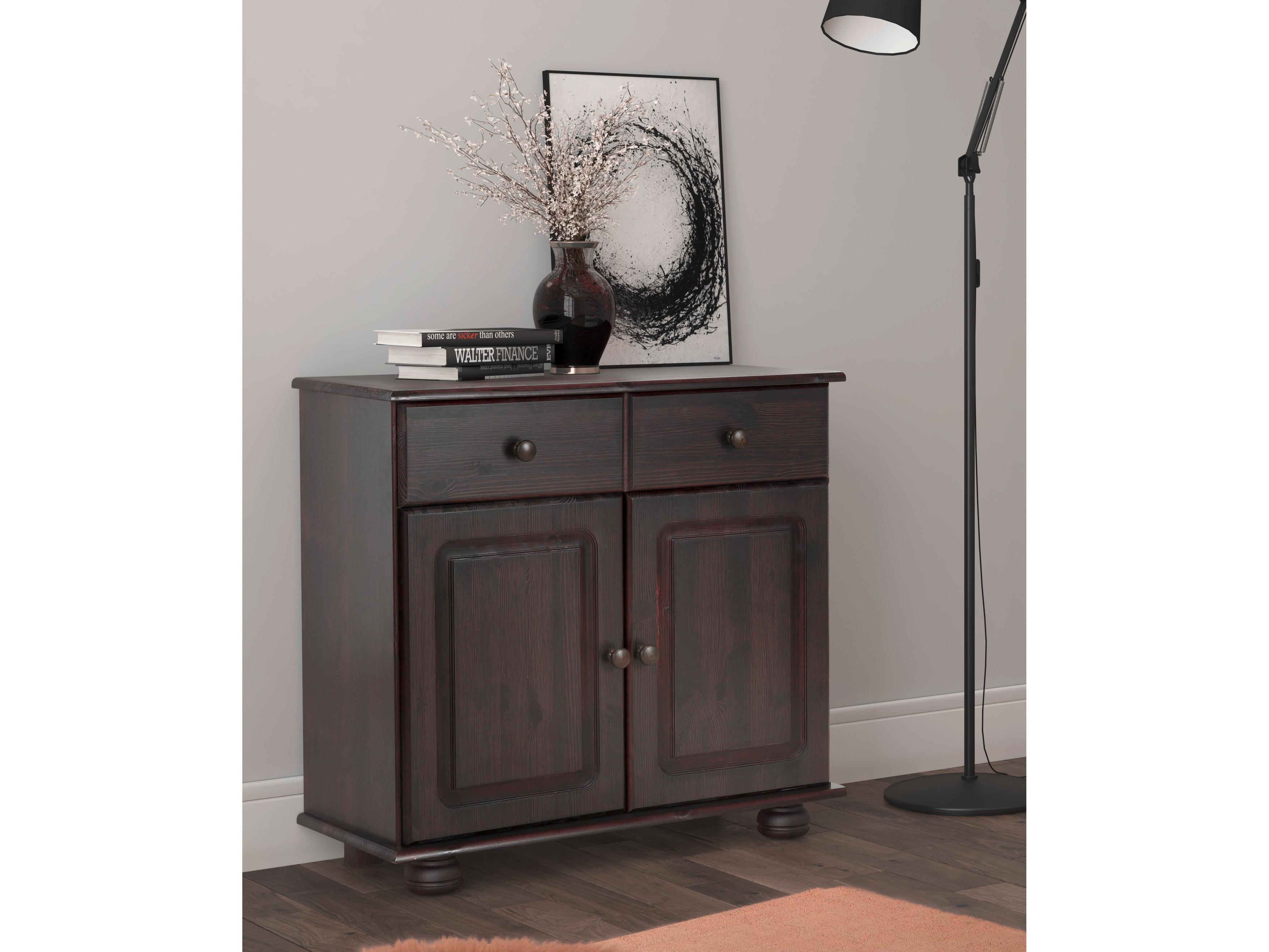 Sideboard Mette Kiefer Massive B: 80 Cm - Dunkelbraun/Braun, Design, Holz (80/76/35cm) - MID.YOU