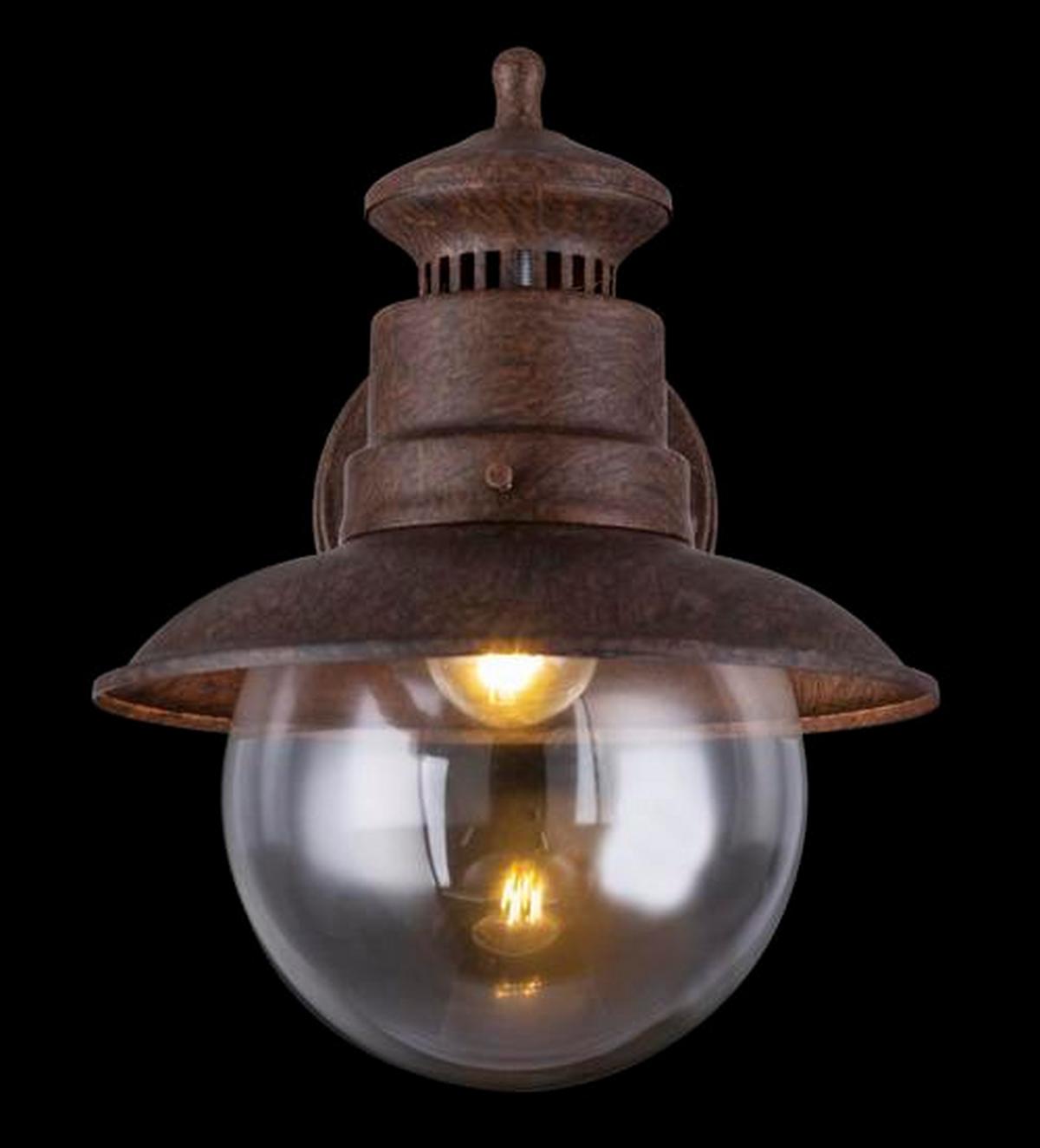 Außenleuchte 3272r 60 Watt Stahl/Glas, Wandmontage - Klar/Rostfarben, MODERN, Glas/Metall (21,5/24,7/27cm)