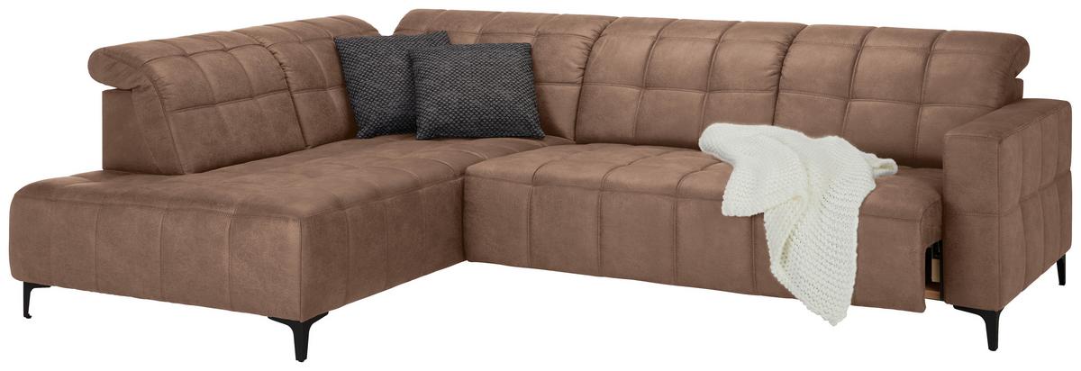 Rohová sedačka PANAMA, ľavá, terakota - čierna/terakota, Konventionell, kov/textil (216/304cm) - Premium Living