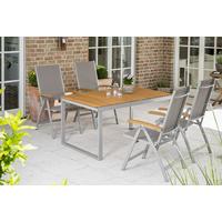 Gartengarnitur 5-Tlg. Naxos Alu/Holz/Textil - Silberfarben/Grau, ROMANTIK / LANDHAUS, Holz/Textil - Gardenson