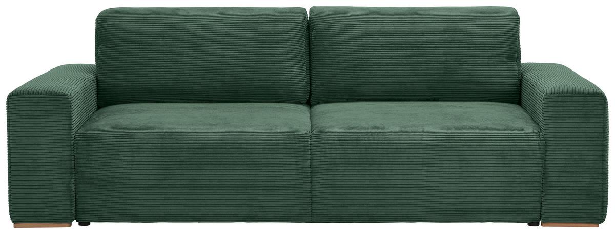 Schlafsofa Vouge Grün Bettkasten, B: 255 Cm - Buchefarben/Schwarz, KONVENTIONELL, Textil (255/86/123cm) - Livetastic