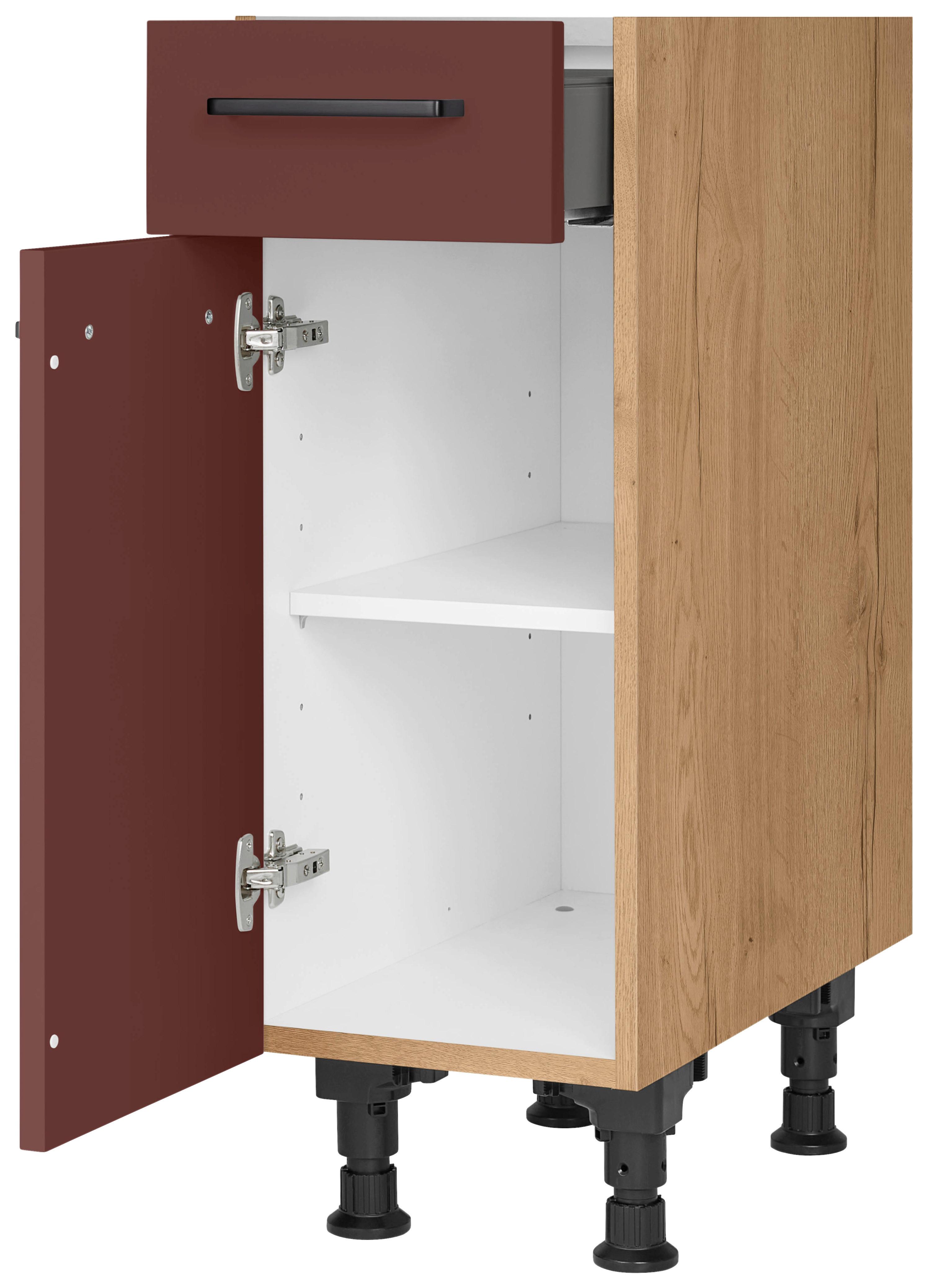 Schubkastenunterschrank Easytouch - Eichefarben/Rot, MODERN, Holzwerkstoff (30/87/56cm) - Nobilia