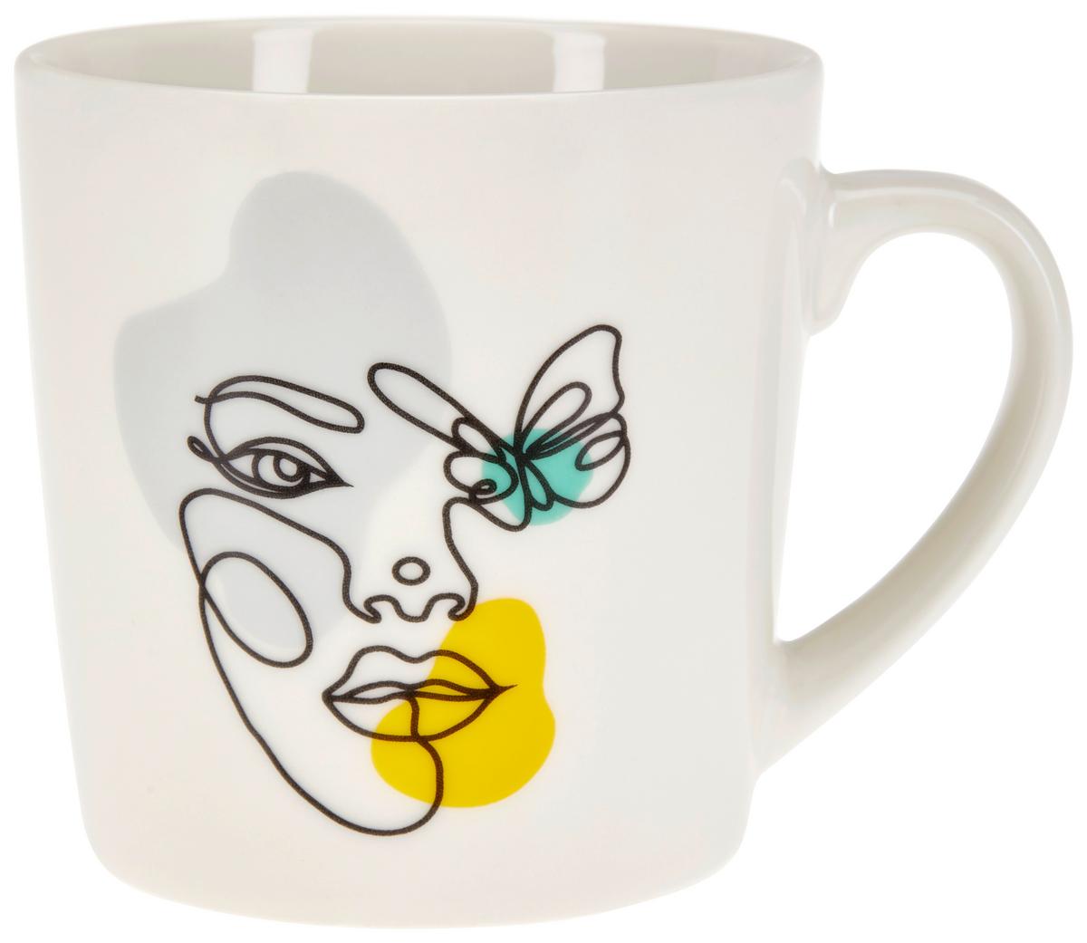 Kávésbögre Benett - világosszürke/sárga, Modern, kerámia (9/9cm) - Luca Bessoni