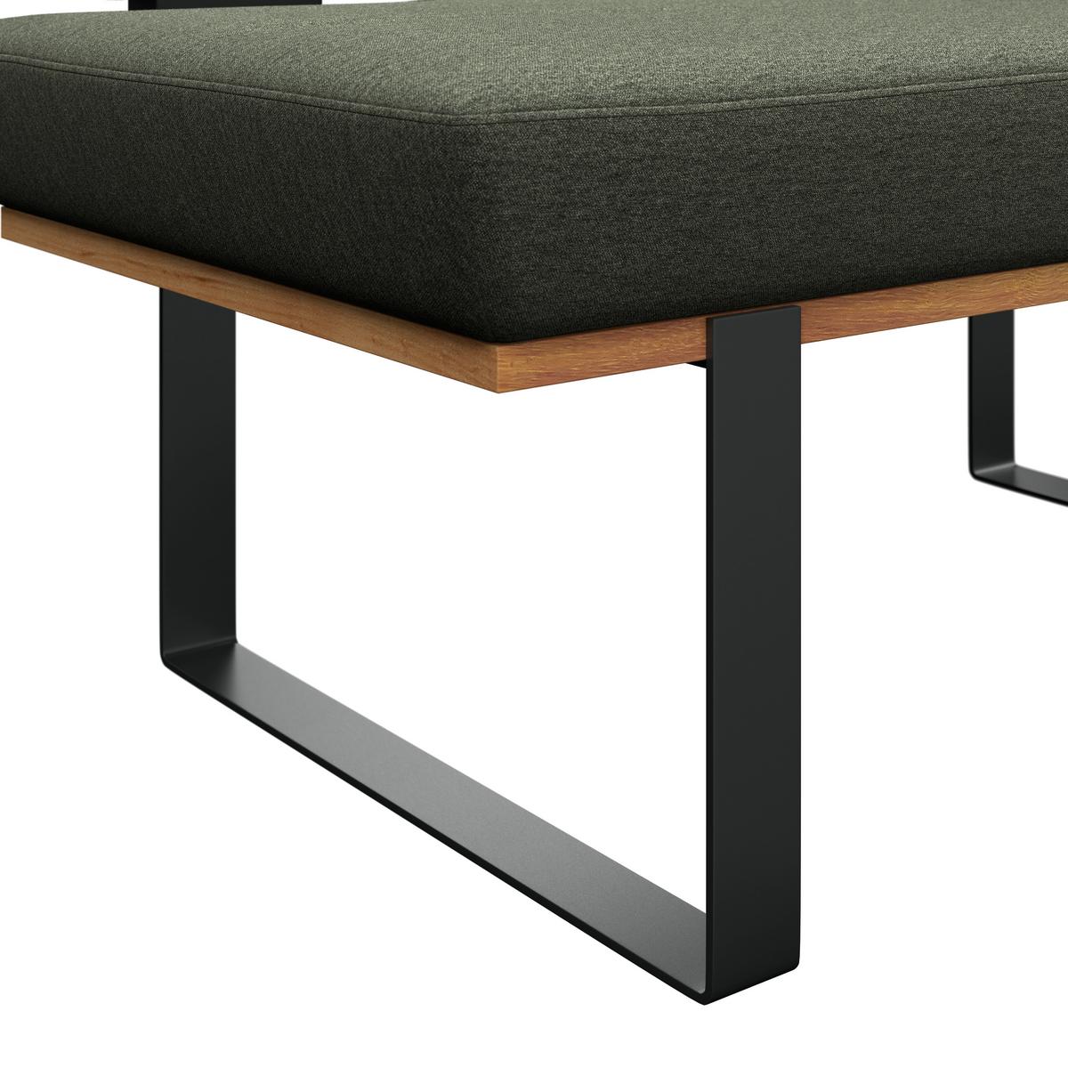 Sitzbank Tristan Webstoff grün, B: 130cm - Schwarz/Grün, MODERN, Holz/Textil (130/48/90cm) - James Wood