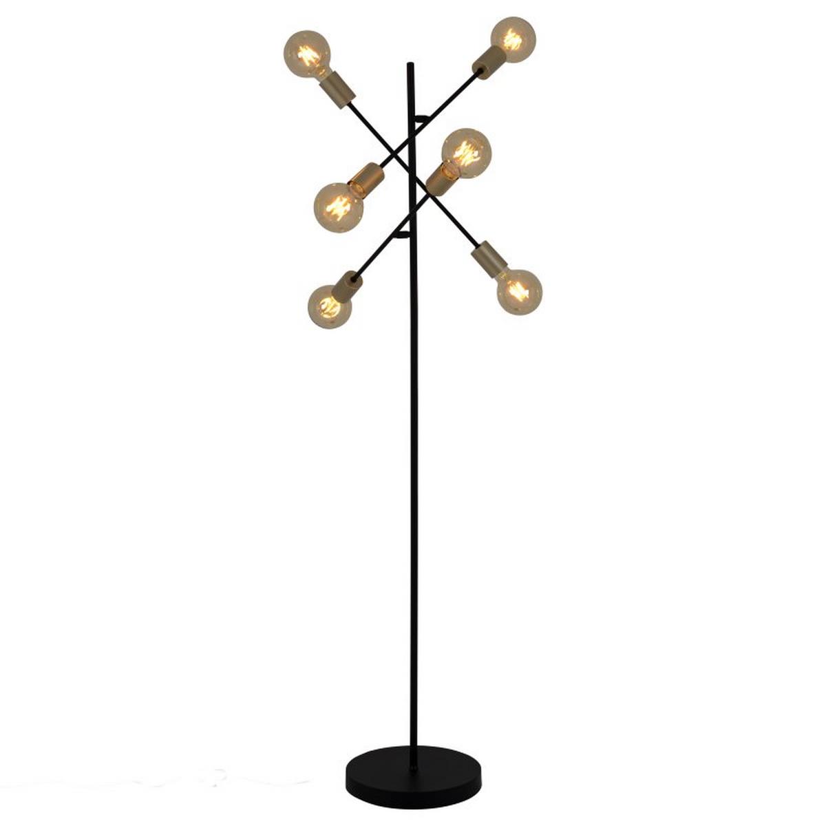Stehlampe Modo Goldfarben/schwarz Verstellbar - Goldfarben/Schwarz, Design, Kunststoff/Metall (49/150cm) - Näve