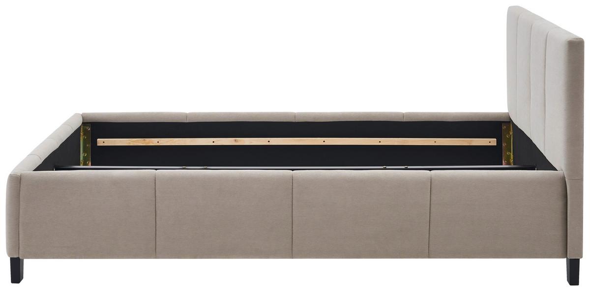 Čalouněná postel CRAZY 140x200 cm, béžová - černá/přírodní barvy, Moderní, kov/dřevo (140/200cm) - Based