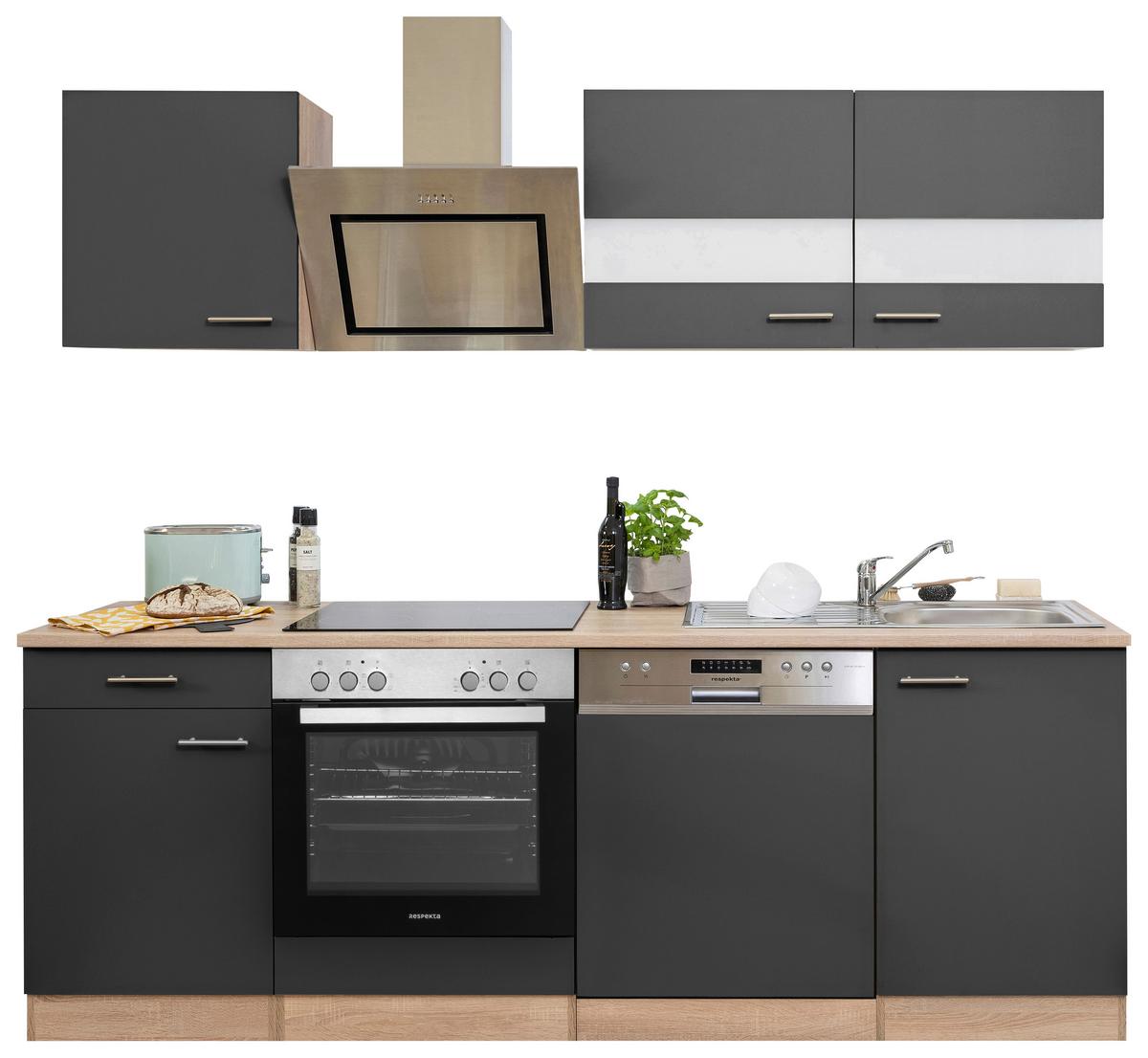 Küchenblock Merle Küchenblock 220 cm - Eichefarben/Grau, Basics, Holzwerkstoff (220cm) - Respekta