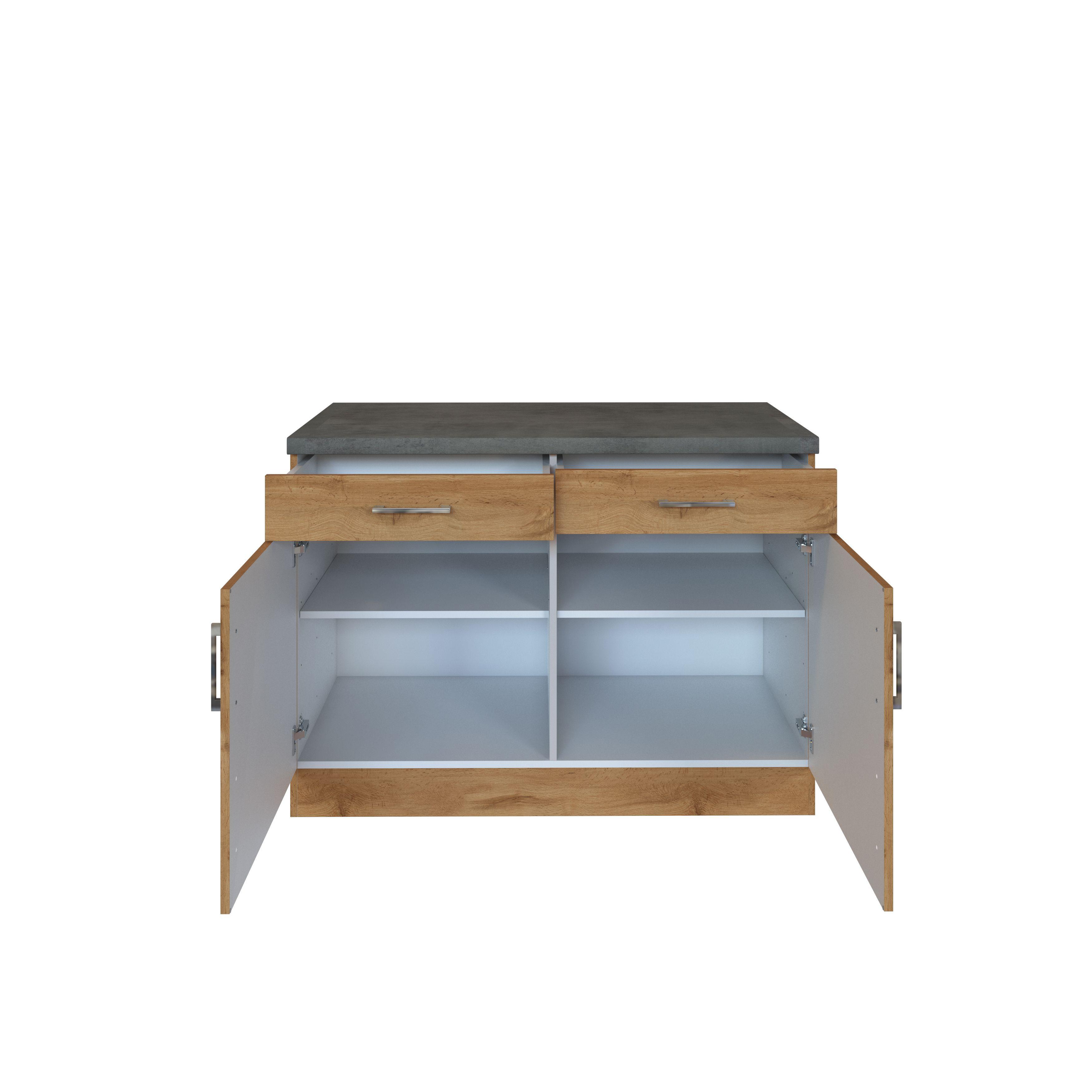 Küchenunterschrank mit Schubladen und Drehtüren