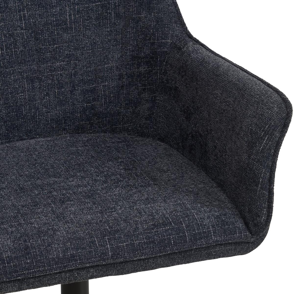 Armlehnstuhl Pat Blau/sitzfl. 360° Drehbar - Schwarz/Dunkelblau, KONVENTIONELL, Holz/Textil (60/86.5/61cm) - MID.YOU