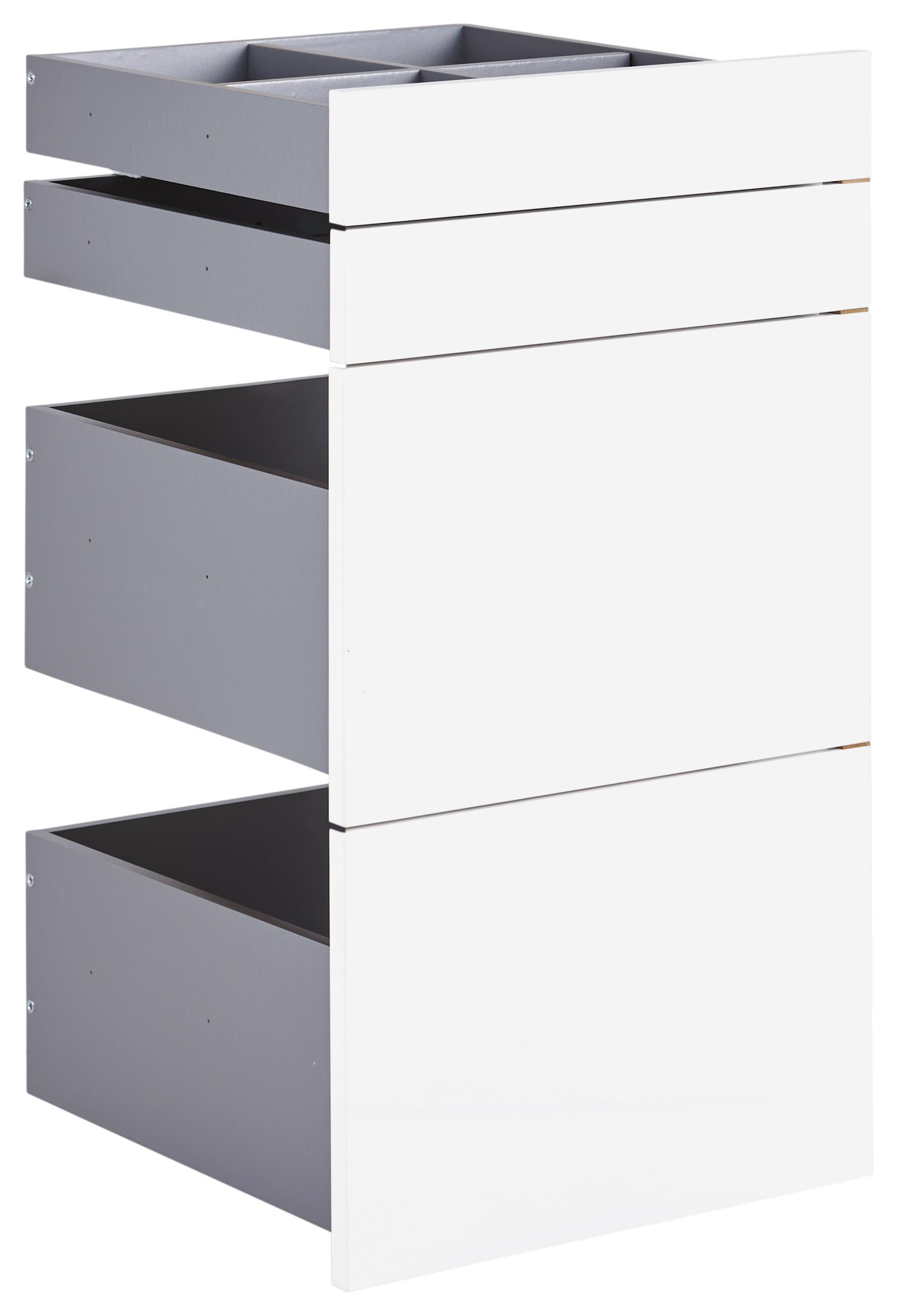 Schubladeneinsatz Unit Weiß B: 45,3 cm 4 Fächer - Weiß Hochglanz, MODERN, Holzwerkstoff (45,3/83/47cm) - Ondega